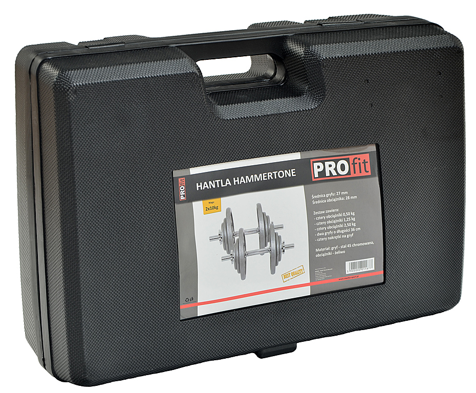 Hantle żeliwne 2x10 kg Profit Hammertone w walizce DK 4135 - obrazek 4