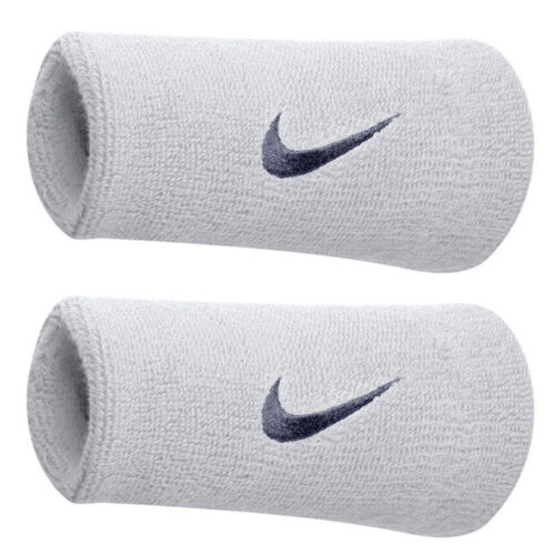 Frotki na nadgarstek Nike szerokie Swoosh Doublewide białe 2szt  NNN05101OS/NNN05116OS