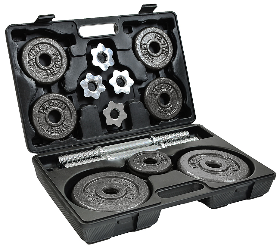 Hantle żeliwne 2x10 kg Profit Hammertone w walizce DK 4135