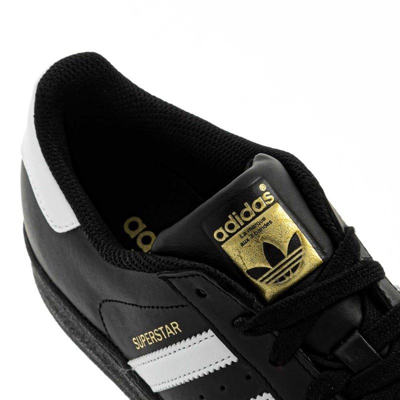 adidas Superstar B27140 czarne, złote sneakersy skórzane - obrazek 3