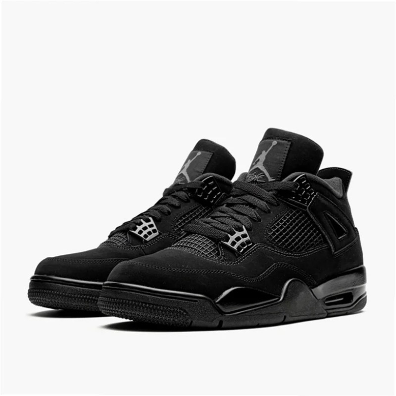 Air Jordan 4 Retro Black Cat CU1110-010 Czarne skórzane sneakersy - obrazek 2