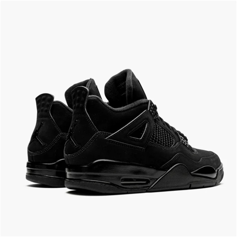 Air Jordan 4 Retro Black Cat CU1110-010 Czarne skórzane sneakersy - obrazek 3