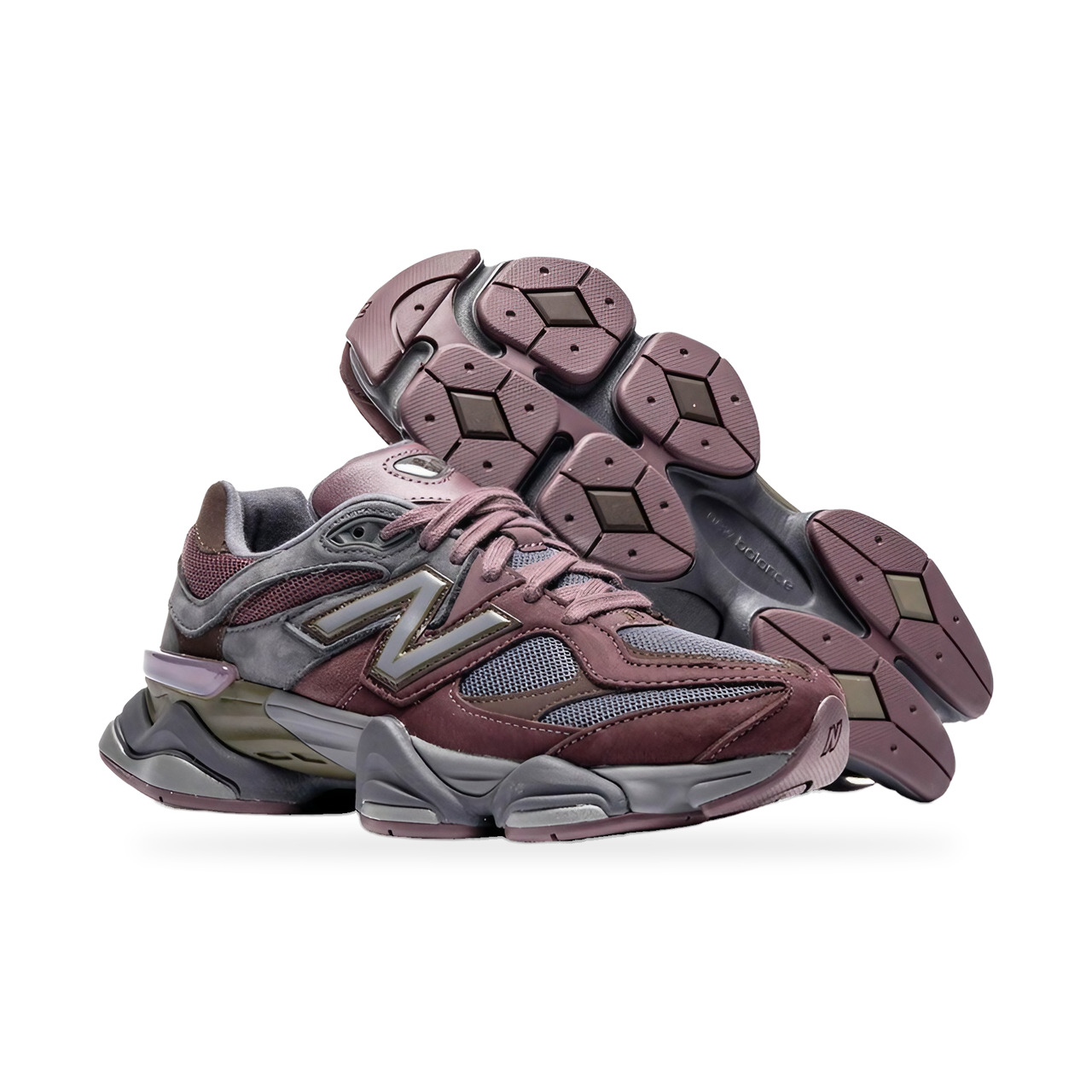 New Balance 9060 Truffle U9060BCG Bordowo-szare zamszowe sneakersy